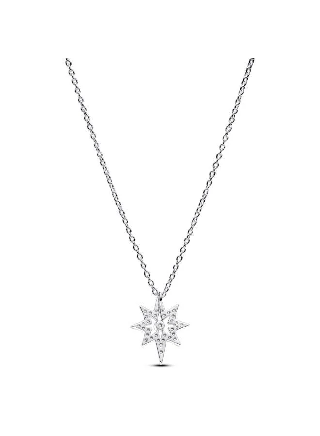 باندورا North star sterling silver pendant necklace with clear cubic zirconia
