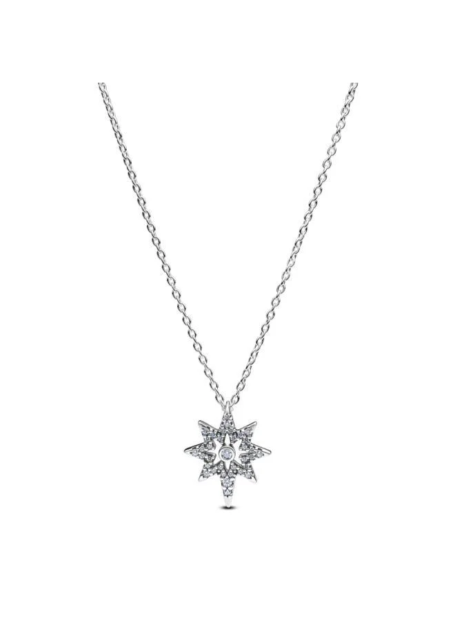 باندورا North star sterling silver pendant necklace with clear cubic zirconia