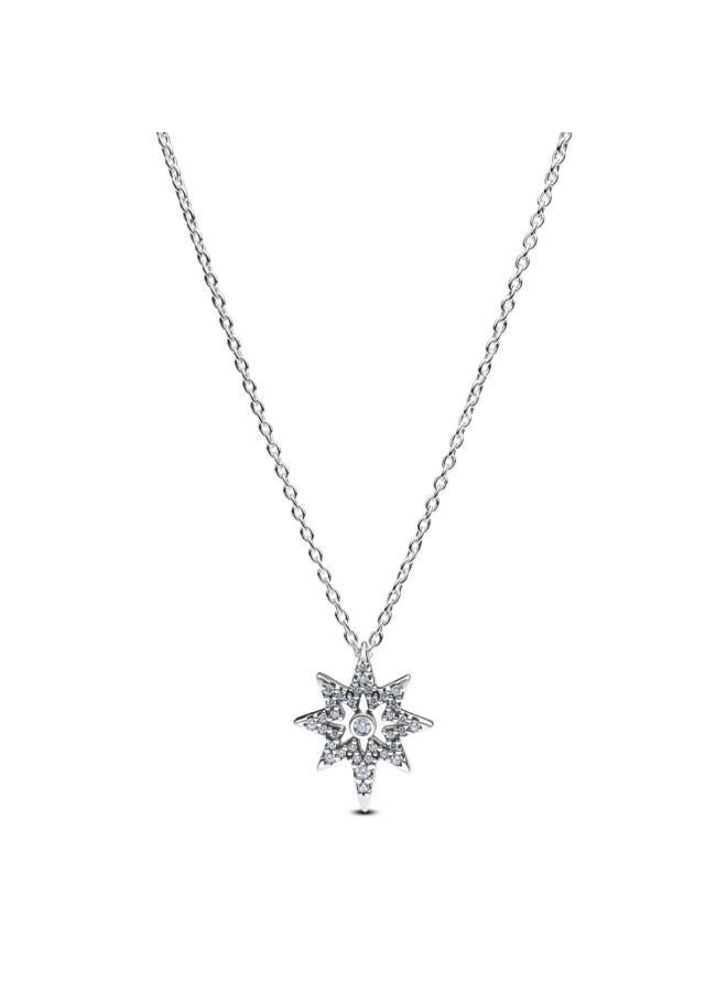 PANDORA North star sterling silver pendant necklace with clear cubic zirconia - Image 1