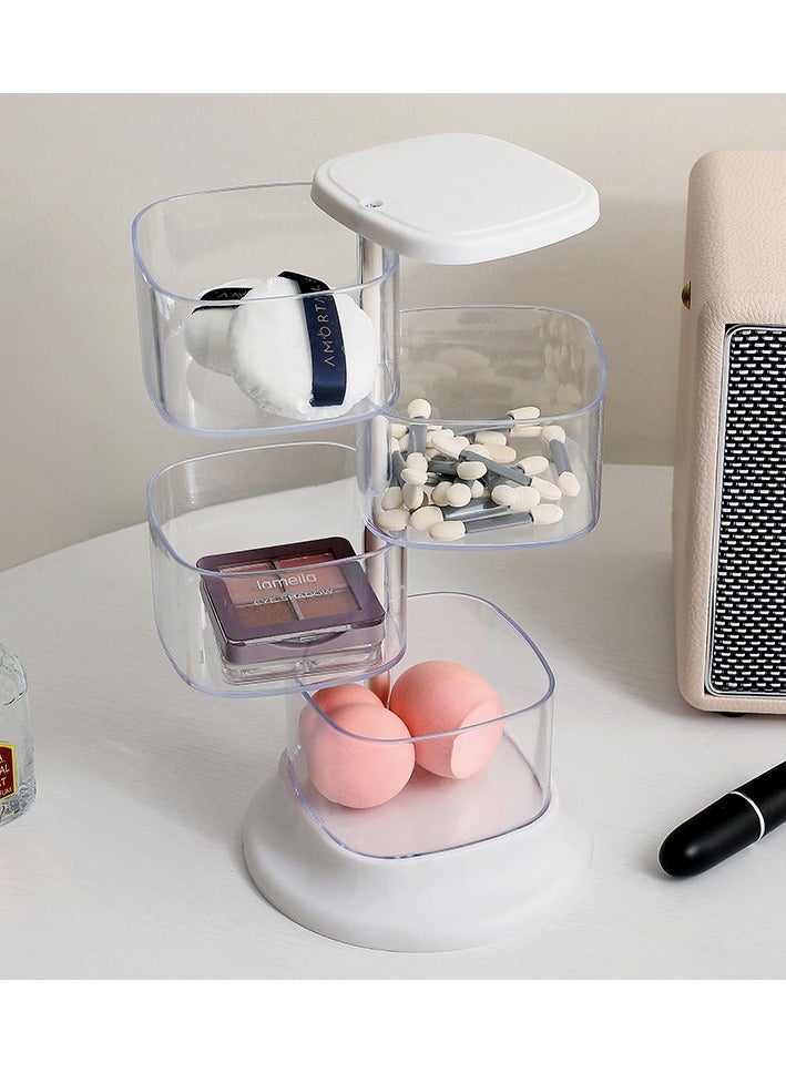 ORiTi Makeup Sponge Containers with Lid Turnable Multi Tier Makeup Sponge Powder Puff Storage Organizer Holder Hair Accessories Dispenser Box For Vanity Countertop Cotton Pad Organization - Image 1