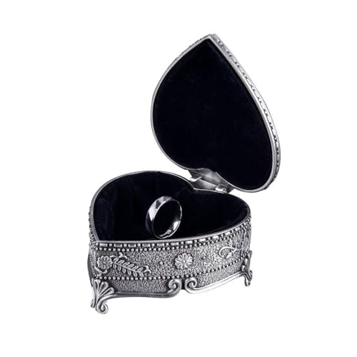 Feyarl Vintage Jewelry Trinket Box Heart Shape Ring Earrings Box Treasure Storage Chest Case Keepsake Organizer for Girl Woman Birthday Wedding - Image 2