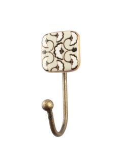 Indian-Shelf IndianShelf Ceramic Handmade Square Key Hooks Hangers Holders Wall Hanging Coat Towel Clothes 5 Inch Beige HK1349CK15051  - Image 1