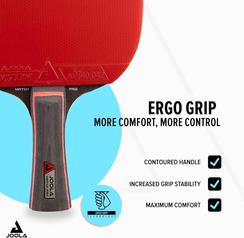 JOOLA Match Pro Performance Ping Pong Paddles - Ergonomic Grip Handle & Pro Friction Technology - ITTF Approved - Table Tennis Paddles for Advanced Control & Speed - Table Tennis Racket - Red - Image 2