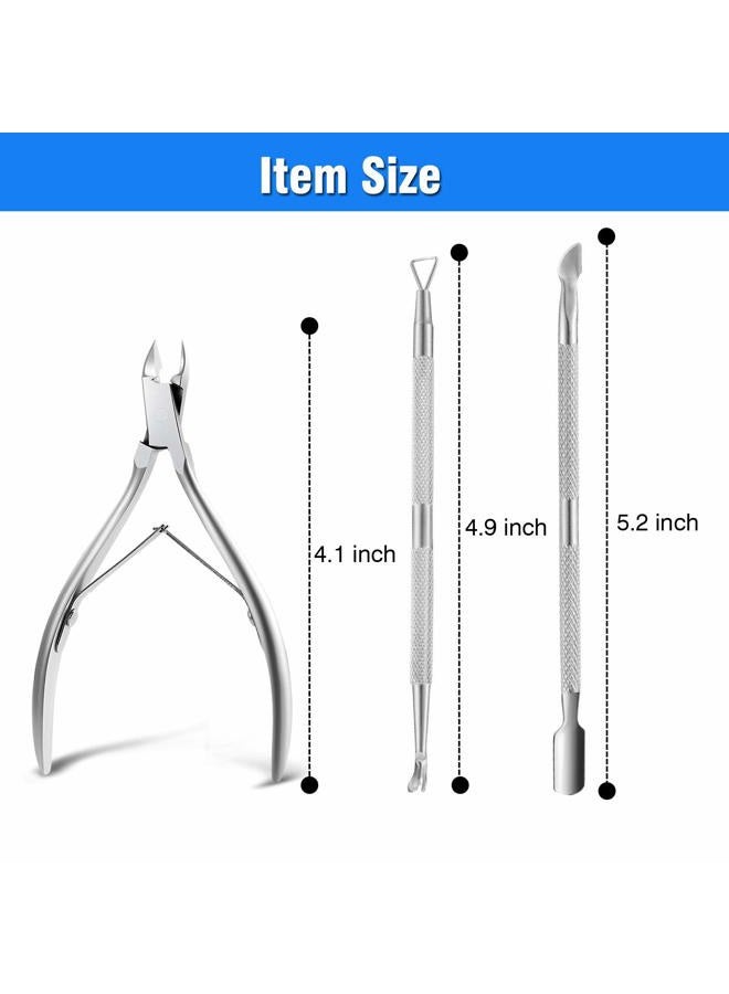 koyata Cuticle Nippers and Cuticle Pusher Manicure Tools Set - Professional Stainless Steel Nail Cuticle Remover Cutter Clippers Tool for Gel Nail Art Fingernails Toenails, Spa - Image 2