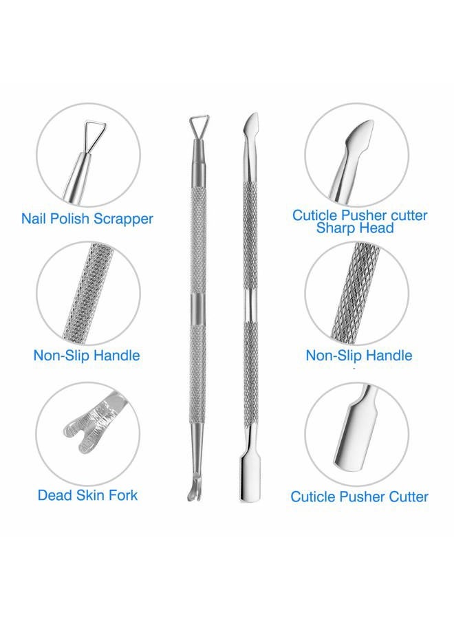 koyata Cuticle Nippers and Cuticle Pusher Manicure Tools Set - Professional Stainless Steel Nail Cuticle Remover Cutter Clippers Tool for Gel Nail Art Fingernails Toenails, Spa - Image 3
