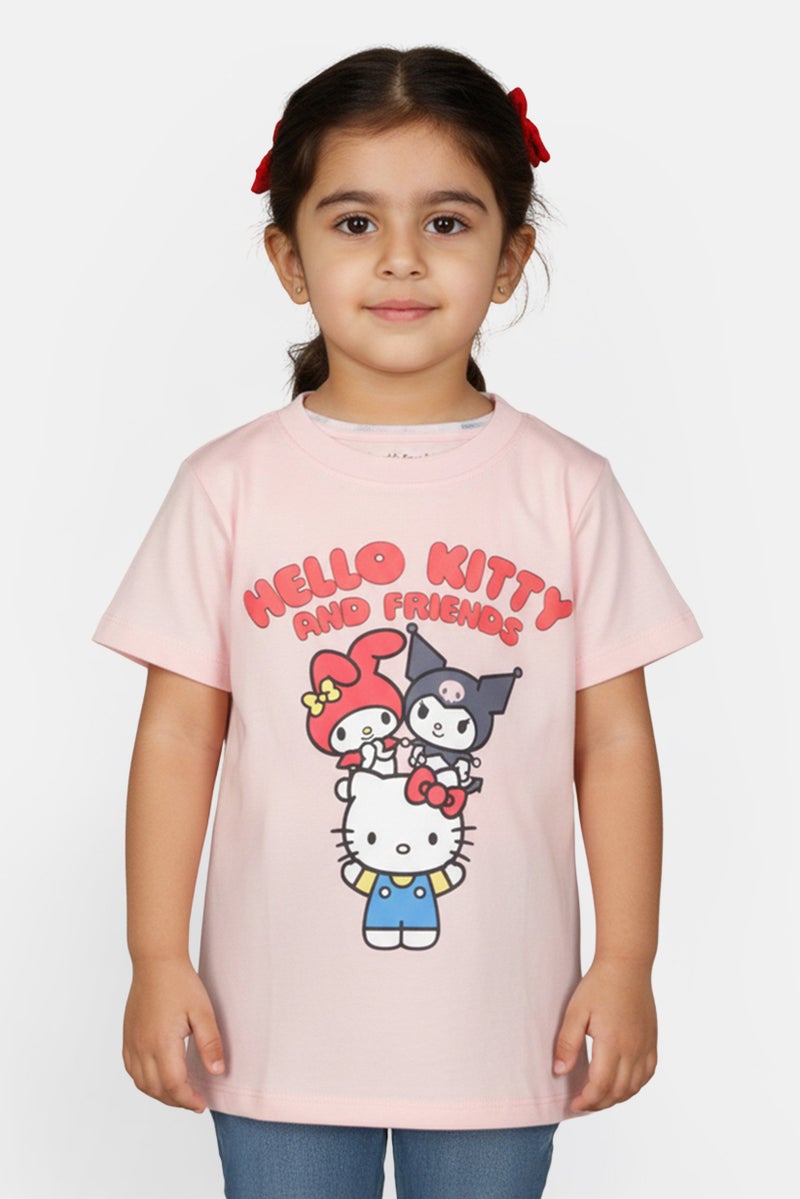 Disney X Hello Kitty And Friends Toddlers Girl Griphic Print T-Shirt, Pink - Image 1
