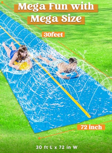 Sloosh Huge Water Slide, 30ft x 6ft Heavy Duty Lawn Water Slip with Built-in Sprinkler Slide and 2 Slip Inflatable Boards for Kids Adults Party Summer Yard Lawn Outdoor Play Activities - Image 2