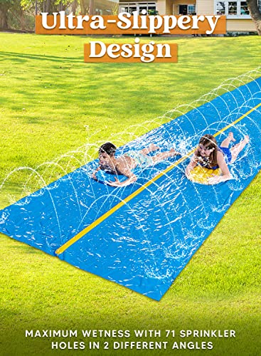 Sloosh Huge Water Slide, 30ft x 6ft Heavy Duty Lawn Water Slip with Built-in Sprinkler Slide and 2 Slip Inflatable Boards for Kids Adults Party Summer Yard Lawn Outdoor Play Activities - Image 4