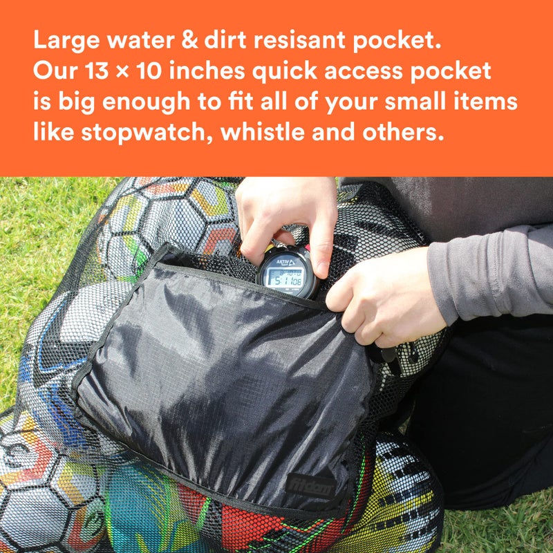 Fitdom Extra Large Heavy Duty Mesh Bag. Best for Soccer Ball, Water Sports, Beach Cloth, Swimming Gears. Adjustable Shoulder Strap. Secure Side Pocket - Image 5