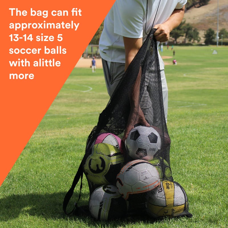 Fitdom Extra Large Heavy Duty Mesh Bag. Best for Soccer Ball, Water Sports, Beach Cloth, Swimming Gears. Adjustable Shoulder Strap. Secure Side Pocket - Image 4