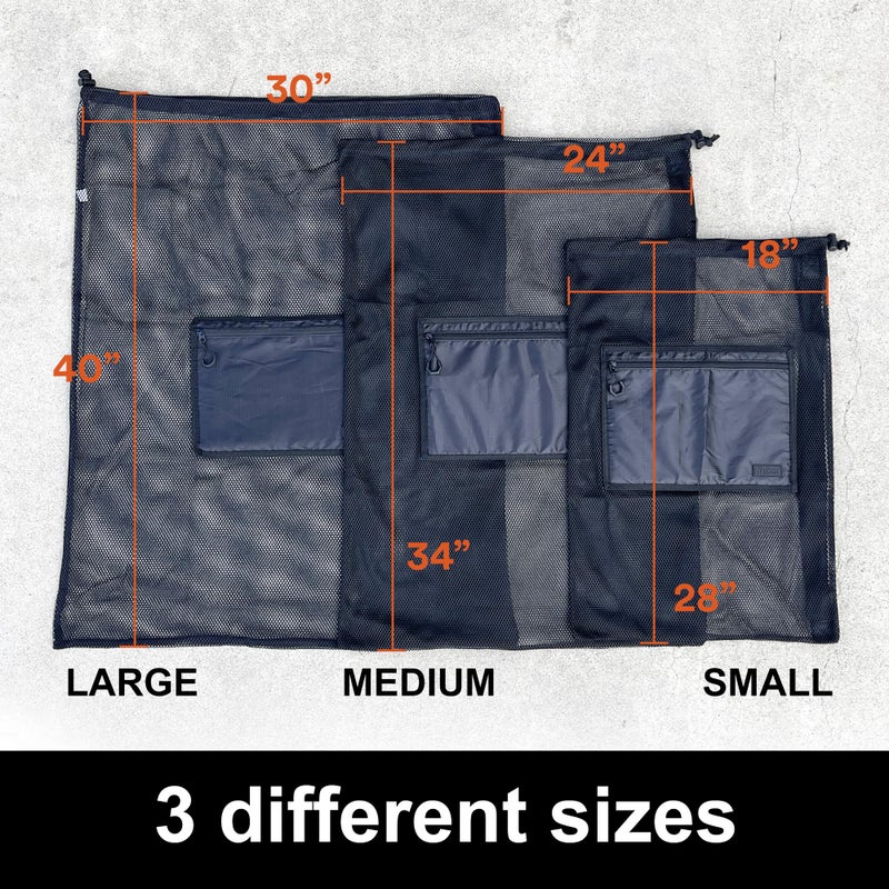 Fitdom Extra Large Heavy Duty Mesh Bag. Best for Soccer Ball, Water Sports, Beach Cloth, Swimming Gears. Adjustable Shoulder Strap. Secure Side Pocket - Image 3
