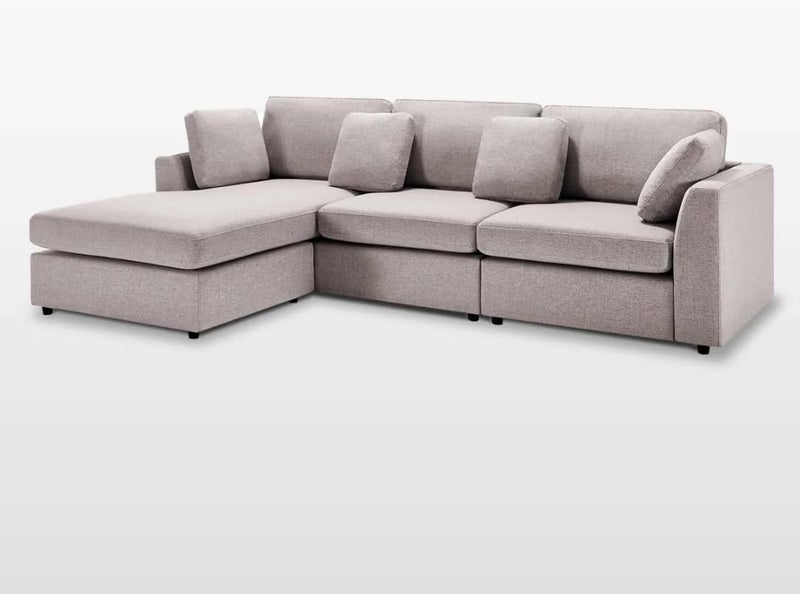 Modern 2-Piece Upholstered Sectional Sofa with Convertible Chaise Lounge - Khaki, Left Hand Facing - Image 5
