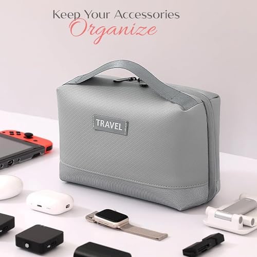 Yellow Weaves Electronics Gadget Organizer Bag |Portable Case for Tech Accessories | Waterproof Travel Pouch for Cable, Adapter, Charger, Drive, Power Bank, Grey - Image 3