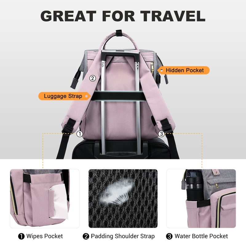 Lovevook LOVEVOOK Laptop Backpack for Women Fashion Business Computer Backpacks Travel Bags Purse Doctor Nurse Work Backpack with USB Port, Fits 15.6-Inch Laptop Grey-Light Purple  - Image 3