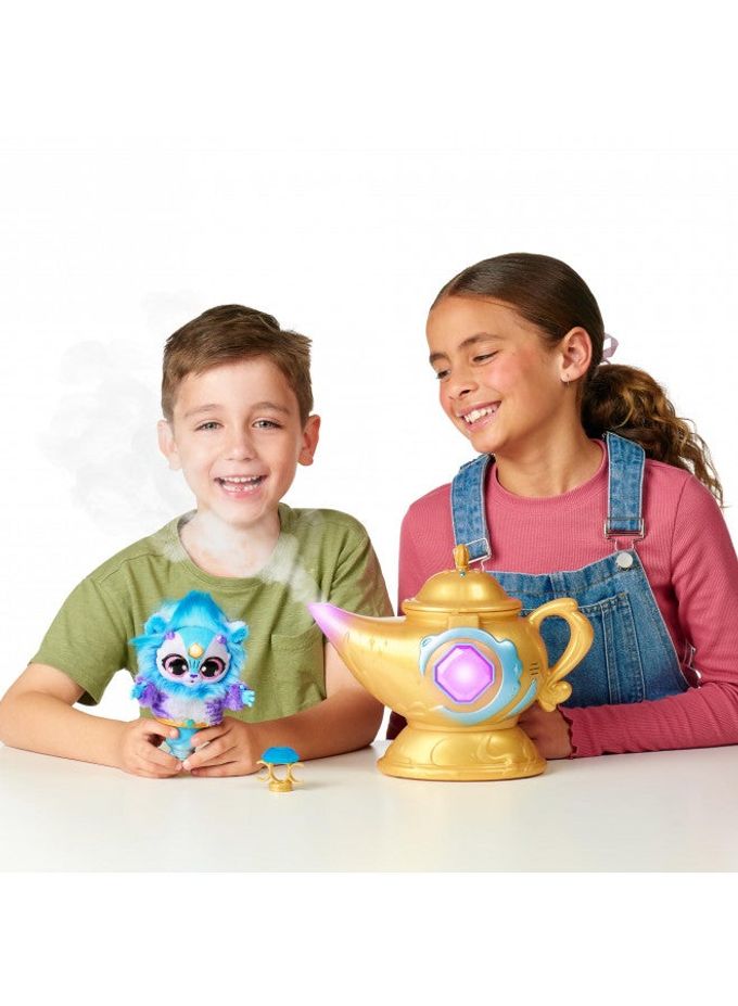 Magic Mixies Magic Genie Lamp with Interactive 8" Blue Plush Toy and 60+ Sounds & Reactions. Unlock a Magic Ring and Reveal a Blue Genie from The Real Misting Lamp. Gifts for Kids, Ages 5+ - Image 3