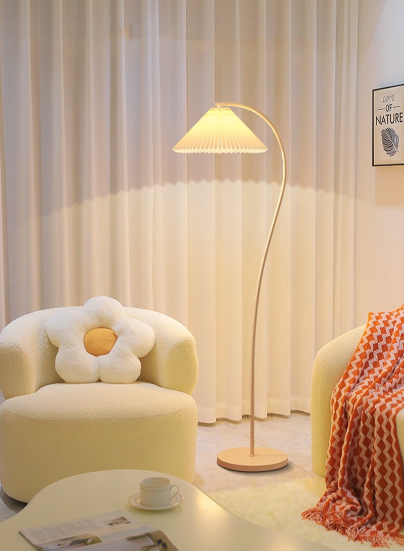 شاربدو مصباح أرضي حديث مطوي لطيف جو حلو ، 12 واط 3 ألوان قابل للتعتيم مع مفتاح القدم ، مناسب لغرفة النوم غرفة المعيشة مكتب بيج 152x42 سم - Image 4