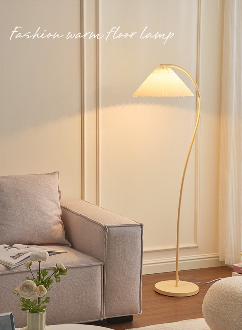 شاربدو مصباح أرضي حديث مطوي لطيف جو حلو ، 12 واط 3 ألوان قابل للتعتيم مع مفتاح القدم ، مناسب لغرفة النوم غرفة المعيشة مكتب بيج 152x42 سم - Image 3