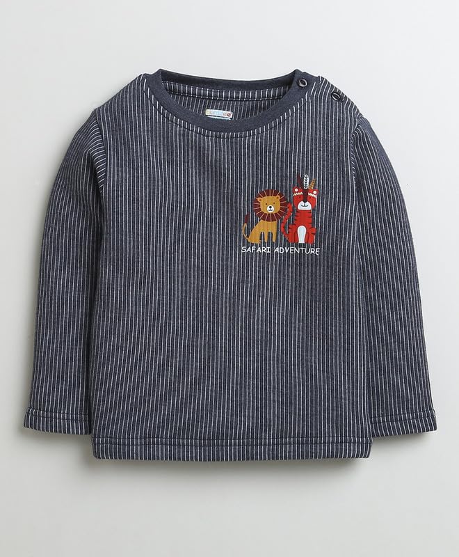 BUMZEE Charcoal Grey Boys Full Sleeves Cotton Thermal T-Shirt & Jogger Set (Peb9636) - Image 2