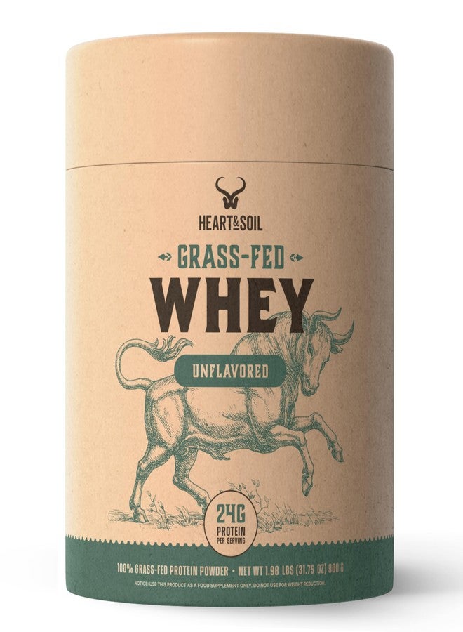 HEART & SOIL 100% Grass Fed Protein Powder – Single Ingredient: Whey Protein Concentrate - UNFLAVORED – Cold-Processed to Preserve Nutrients – 24g of Pure Grass Fed Whey Per Serving – 2lbs - Image 1