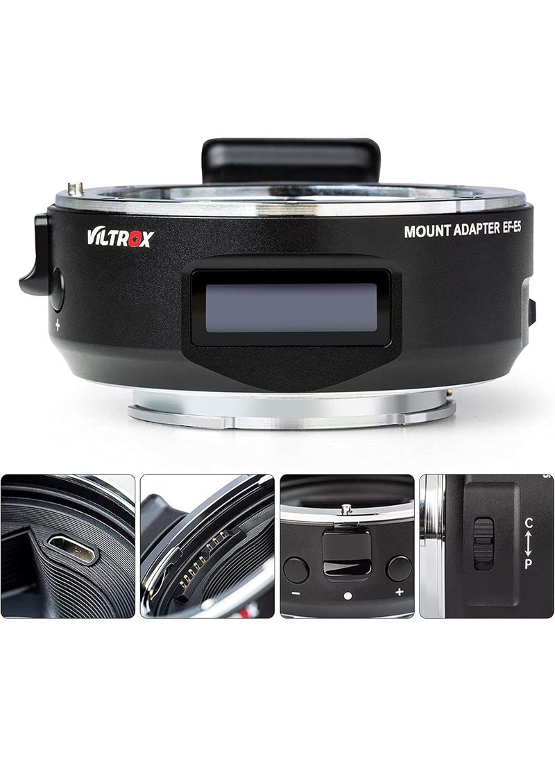 VILTROX EF-E5 Auto Focus Lens Mount Adapter – Canon EF/EF-S to Sony E-Mount, OLED Display, CDAF/PDAF Dual Focus, EXIF Transmission, Lens IS Stabilization, USB Firmware Upgrade - Image 3