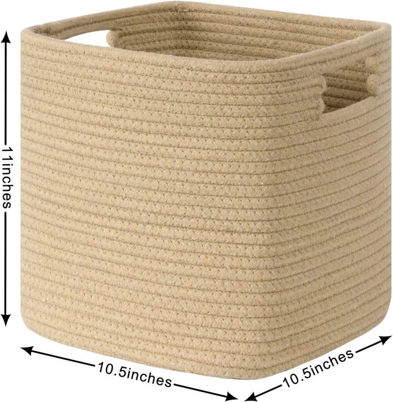 GRATIFY GRATIFY HOMECotton Rope Storage Baskets Set of 3 Foldable Woven Basket Decorative Rope Basket with Handles for Organizing Toy Towel Clothes 105 x 105 x 11 Brown  - Image 5