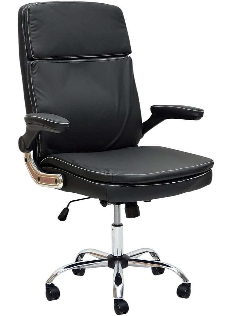 Multi Home Furniture Black Office Chair – Ergonomic Chair with PU Leather Adjustable Height, Lumbar Support, 360° Swivel Desk Chair, Heavy Duty Gaming Chair, Computer Chair, Office Chair for Home