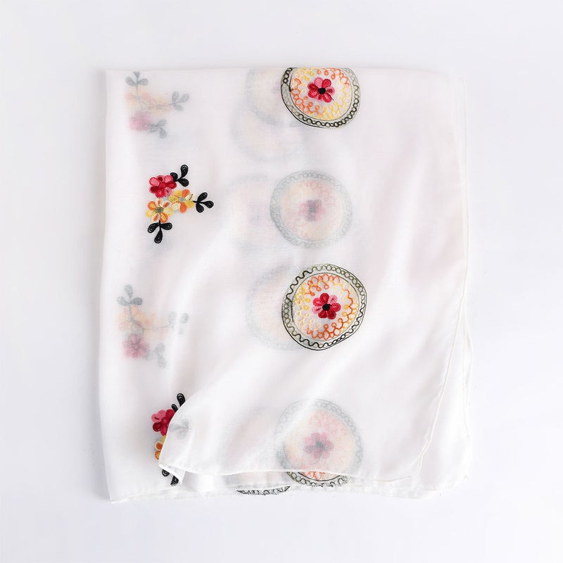 2025 Spring and Summer All-match Retro Ethnic Embroidered Scarf Long Women''s Headband Thin Shawl - Image 1