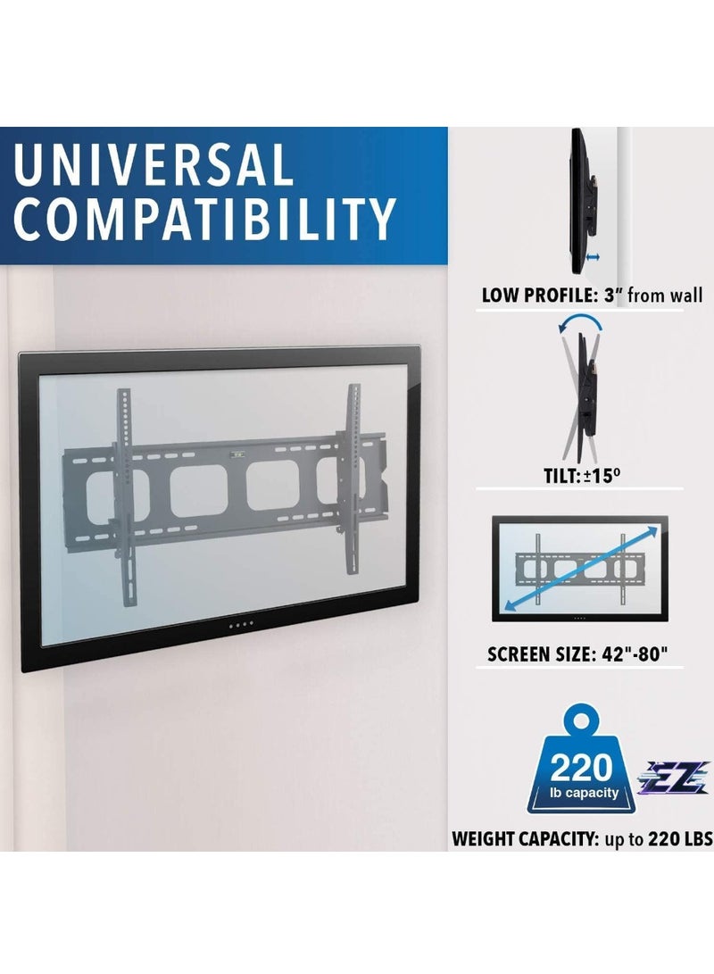 ELTRAZONE TV Wall Mount Bracket for 40-70 inch LCD, LED, or Plasma Flat Screen TV - Super-Strength Load Capacity 220 lbs - 15 Degree Tilt Up & Down - Image 2
