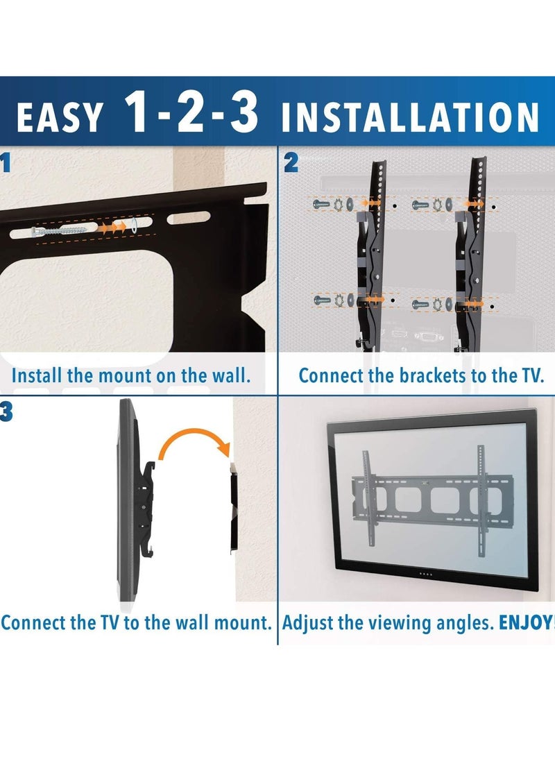 ELTRAZONE TV Wall Mount Bracket for 40-70 inch LCD, LED, or Plasma Flat Screen TV - Super-Strength Load Capacity 220 lbs - 15 Degree Tilt Up & Down - Image 5