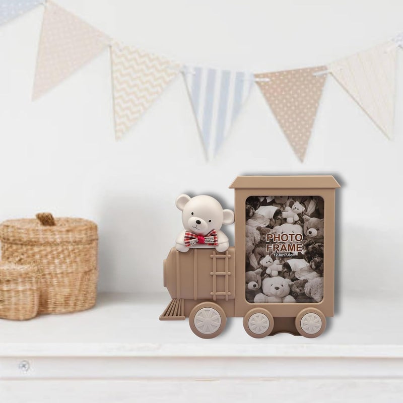 Home Elements Cartoon Character Design Plastic Table Photo Frame For Kids, Table Top Picture Frames, Perfect for Baby Room, Birthday Gifts for Kids, Kids Photo Frame, Birthday Return Gift - 26x25cm (Brown) - Image 3