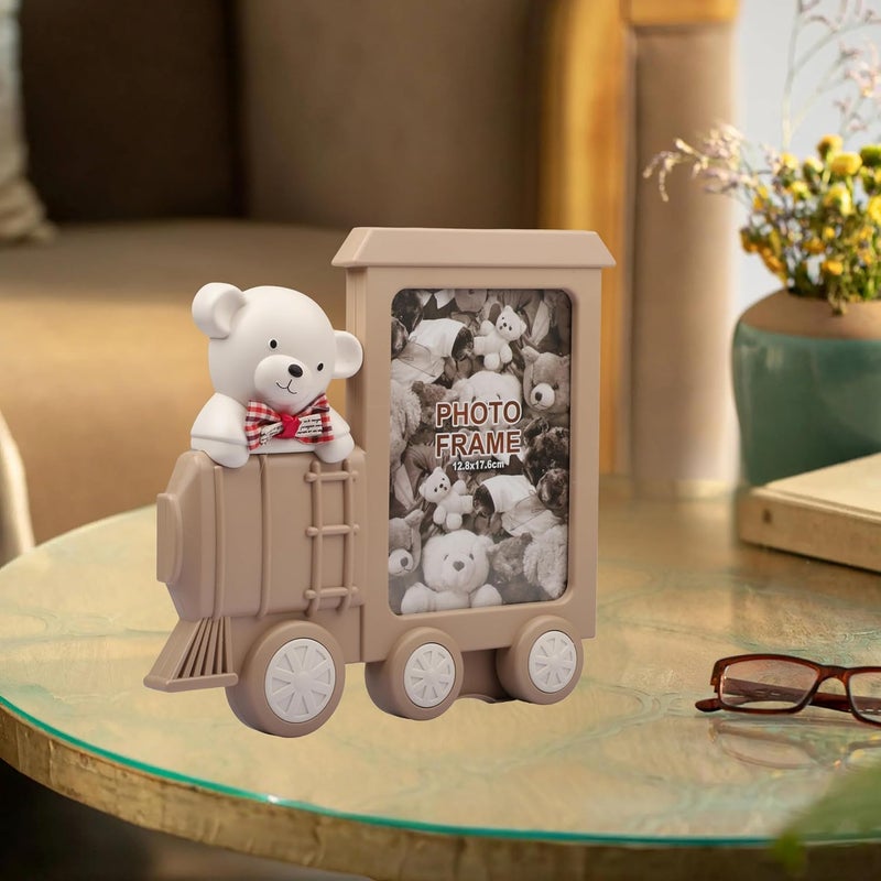 Home Elements Cartoon Character Design Plastic Table Photo Frame For Kids, Table Top Picture Frames, Perfect for Baby Room, Birthday Gifts for Kids, Kids Photo Frame, Birthday Return Gift - 26x25cm (Brown) - Image 1