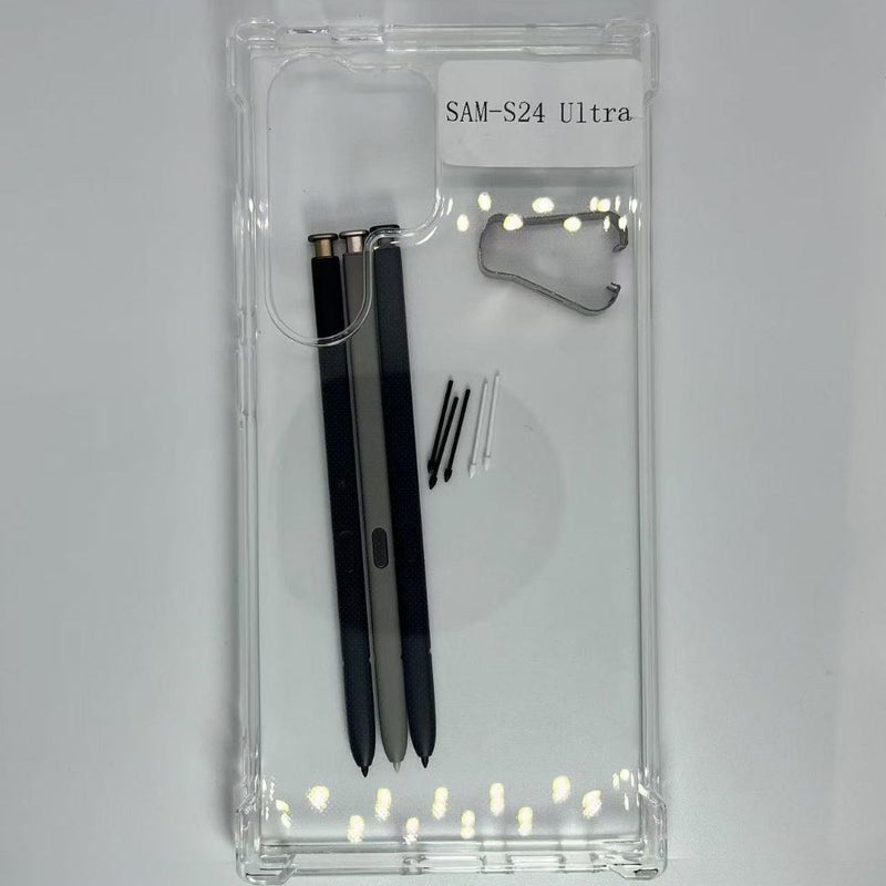 غطاء رمادي رفيع مقاوم للصدمات لهاتف Galaxy S24 Ultra مع ملحقات القلم - Image 1