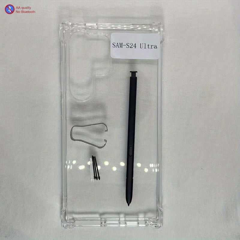 غطاء رمادي رفيع مقاوم للصدمات لهاتف Galaxy S24 Ultra مع ملحقات القلم - Image 3