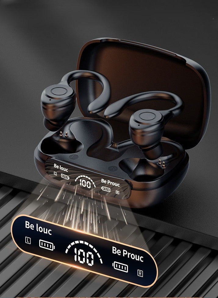 Wireless Sport Headphones, Bluetooth 5.3 Over-Ear Earbuds With Ear Hooks, Sweat-proof Earphones for Running  Workouts, 13mm Driver, Built-in Mic,Intelligent Digital Display - Image 3