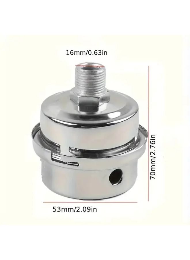 16mm Industrial Air Compressor Silencer Inlet Filter Steel Round Head Chrome Finish - Image 1