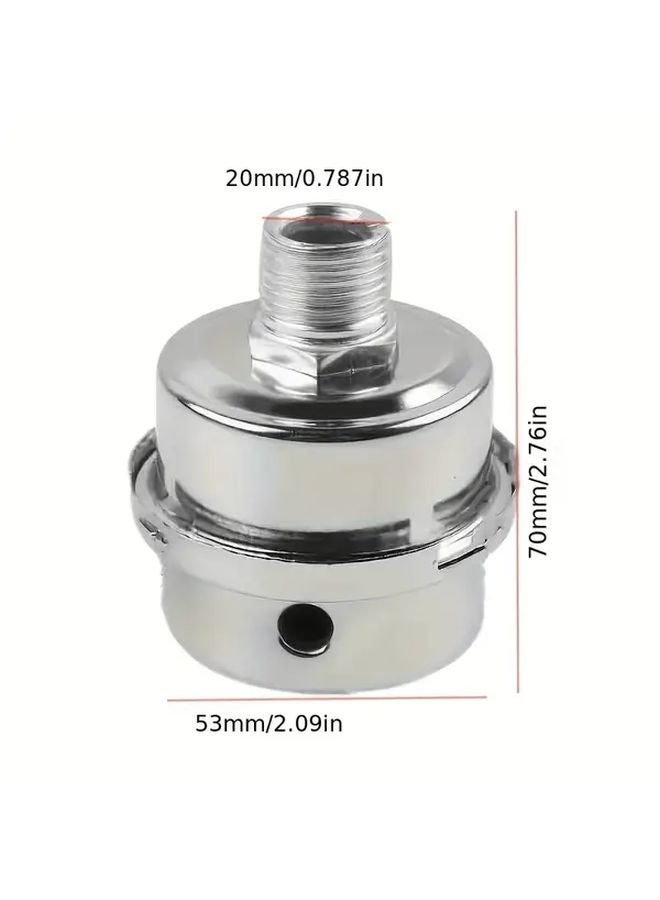 16mm Industrial Air Compressor Silencer Inlet Filter Steel Round Head Chrome Finish - Image 4