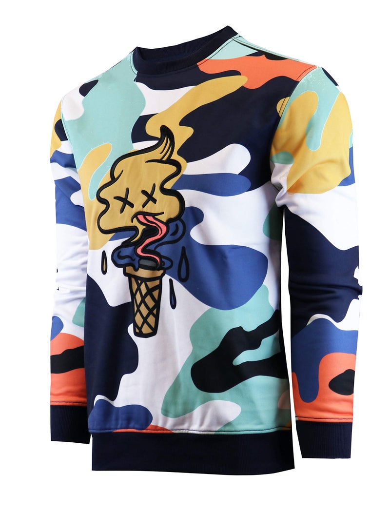 SCREENSHOT Mens Premium Crew Neck Fleece Streetwear Graphic Sweatshirt SIGNATURE F11076-WHITE-Small - Image 1