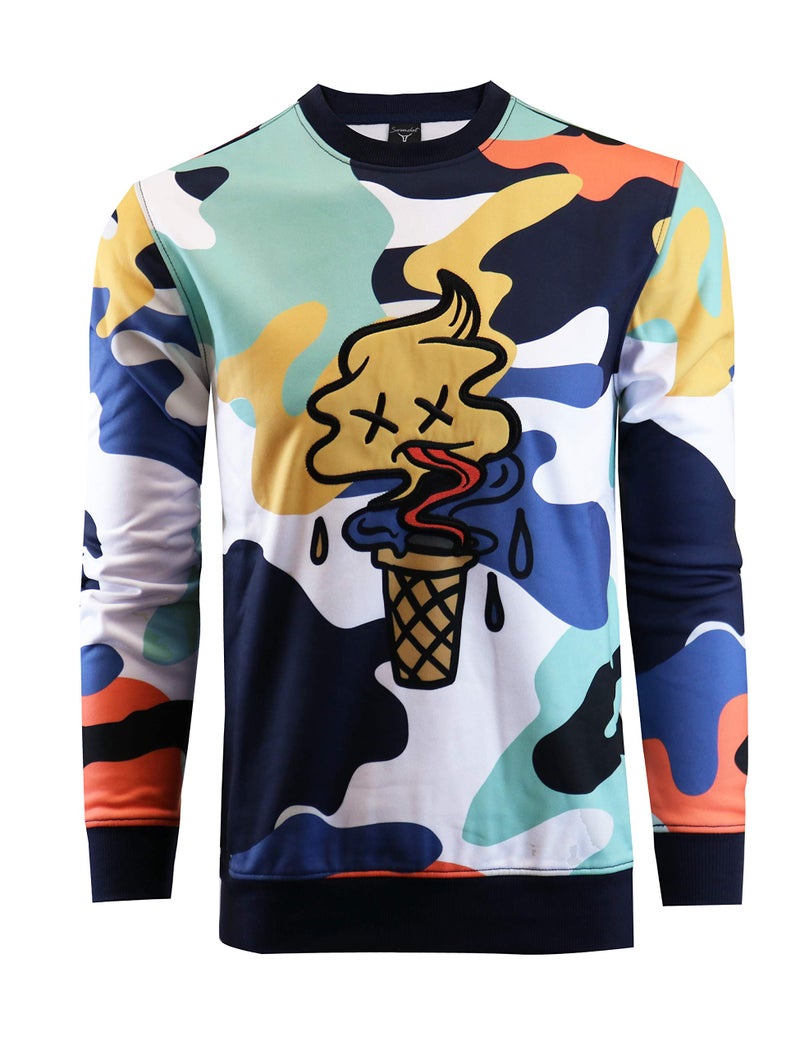 SCREENSHOT Mens Premium Crew Neck Fleece Streetwear Graphic Sweatshirt SIGNATURE F11076-WHITE-Small - Image 3