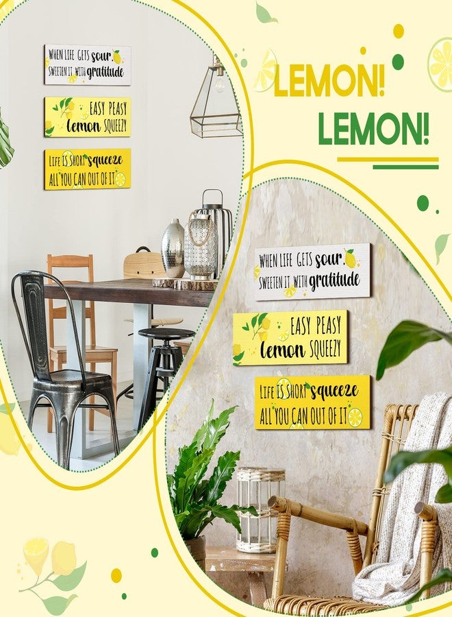 Yulejo 3 Pieces Lemon Wood Sign Lemon Kitchen Decor Inspirational Quote Wall Decor Summer Gift Farmhouse Porch Decoration Accessories for Home Bedroom Bathroom Kitchen - Image 5