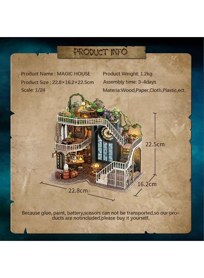 CuteBee طقم منزل دمى مصغر افعلها بنفسك طقم منزل دمى خشبي طقم منزل مصغر طقم منزل صغير فكرة غرفة إبداعية (منزل سحري) - Image 2