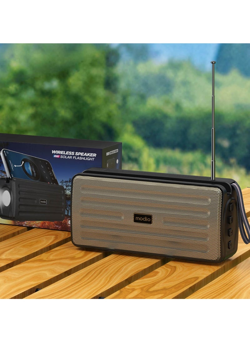 modio Modio D501 Portable Bluetooth Speaker With Solar Flashlight Gold  - Image 1