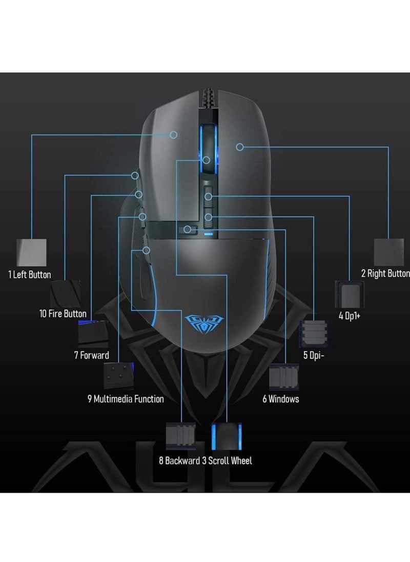 AULA - F808 Gaming Mouse RGB With Fire Button – 4200DPI - Macro Programming 7 Buttons | (Software ) - Image 1