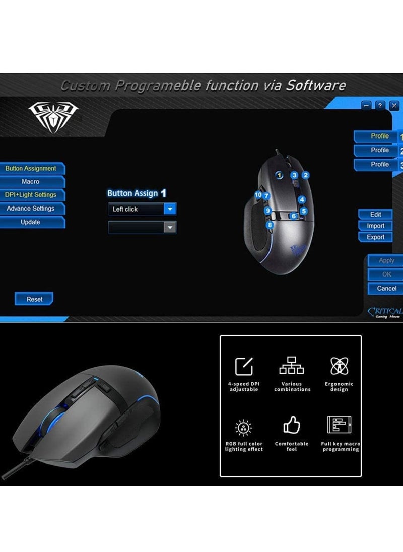 AULA - F808 Gaming Mouse RGB With Fire Button – 4200DPI - Macro Programming 7 Buttons | (Software ) - Image 1
