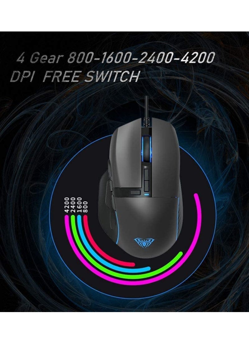 AULA - F808 Gaming Mouse RGB With Fire Button – 4200DPI - Macro Programming 7 Buttons | (Software ) - Image 1