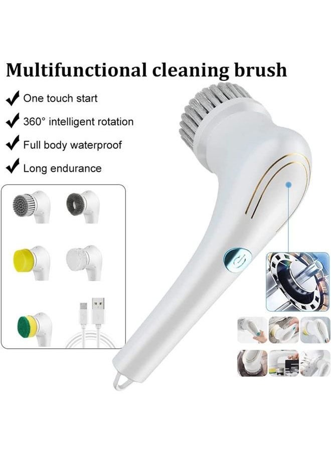 Arabest Electric Spin Scrubber, Electric Cleaning Brush, with 5 Replaceable Cleaning Brush Heads and USB Portable Electric Spin Cleaner - Image 2