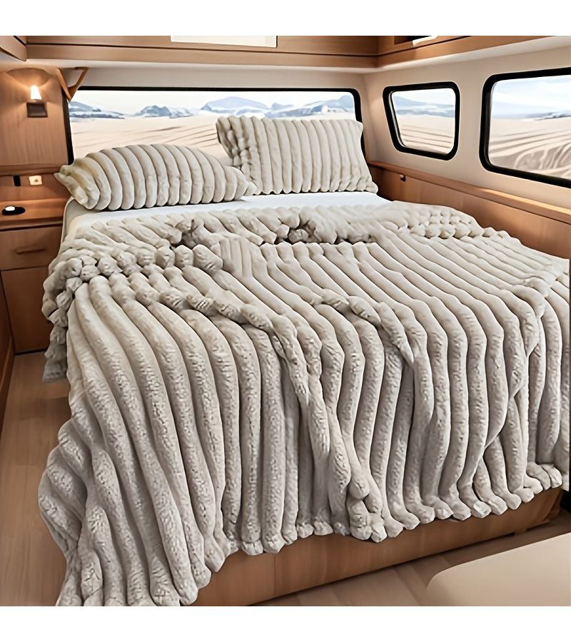 Heavy Duty Ultra Soft Plush Throw Blanket Star Gray 47.64x79.13 Inch All Season Bedding for RV Camper Home Neutral Tone Polyester - Image 1