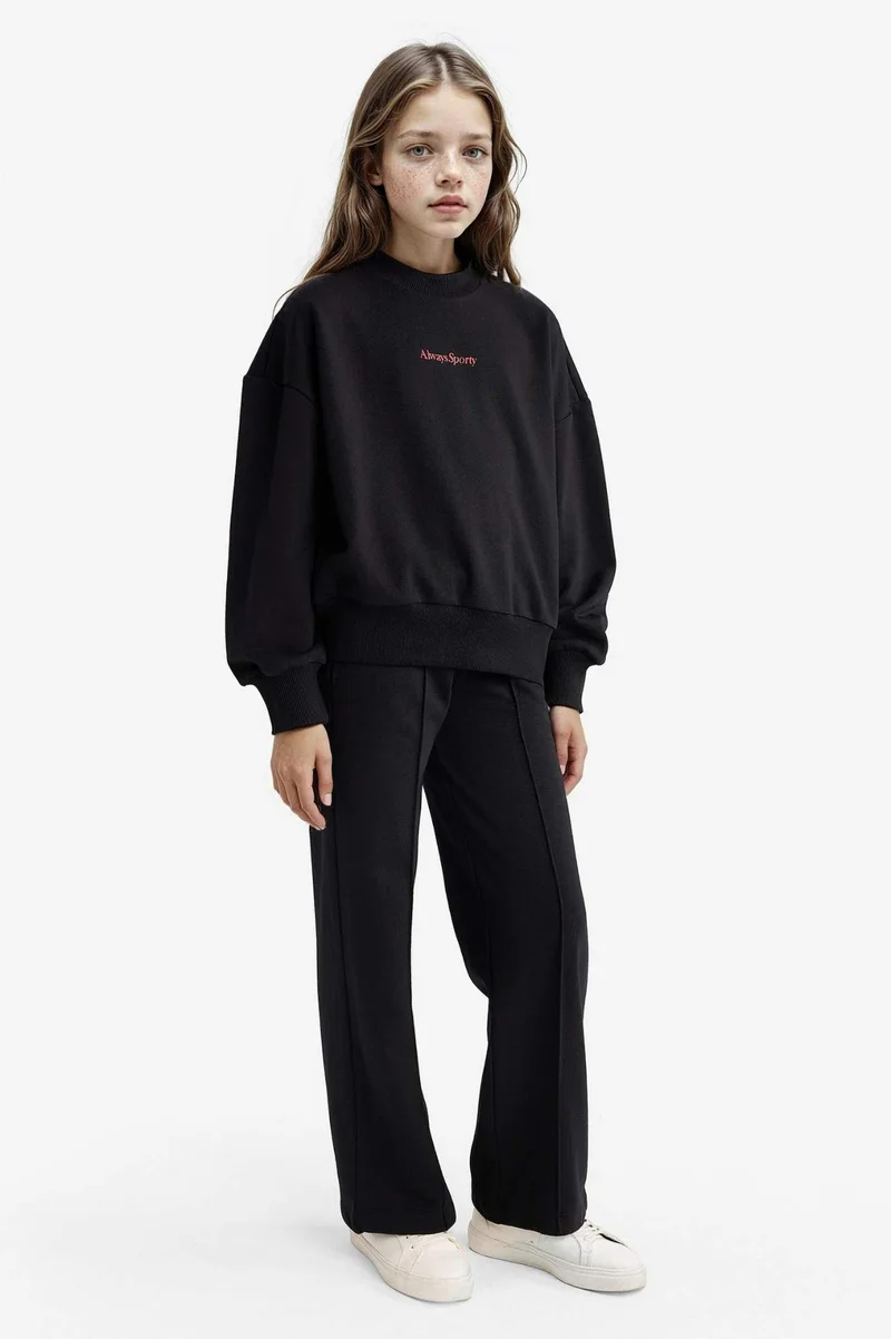 ديفاكتو Girl Printed Sweatshirt Sweatpants 2 Piece Set
