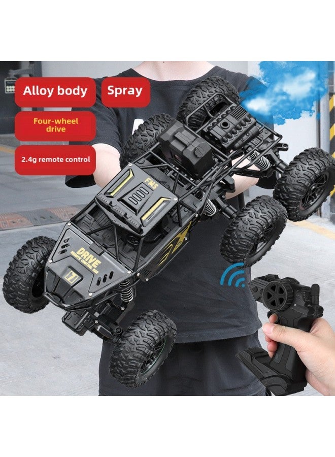 Oversized Remote Control Car Drift Off-Road Vehicle Four-wheel Drive Climbing Big Foot High Speed Racing Boy Charging Toy Car-Color:Extra Large High-speed Six-wheel Climbing Car [alloy Version] Domineering Black + Spray-Scale:With Two Sets Of Rechargeable Lithium Batteries + Charging Cable + Screwdriver  - Image 1