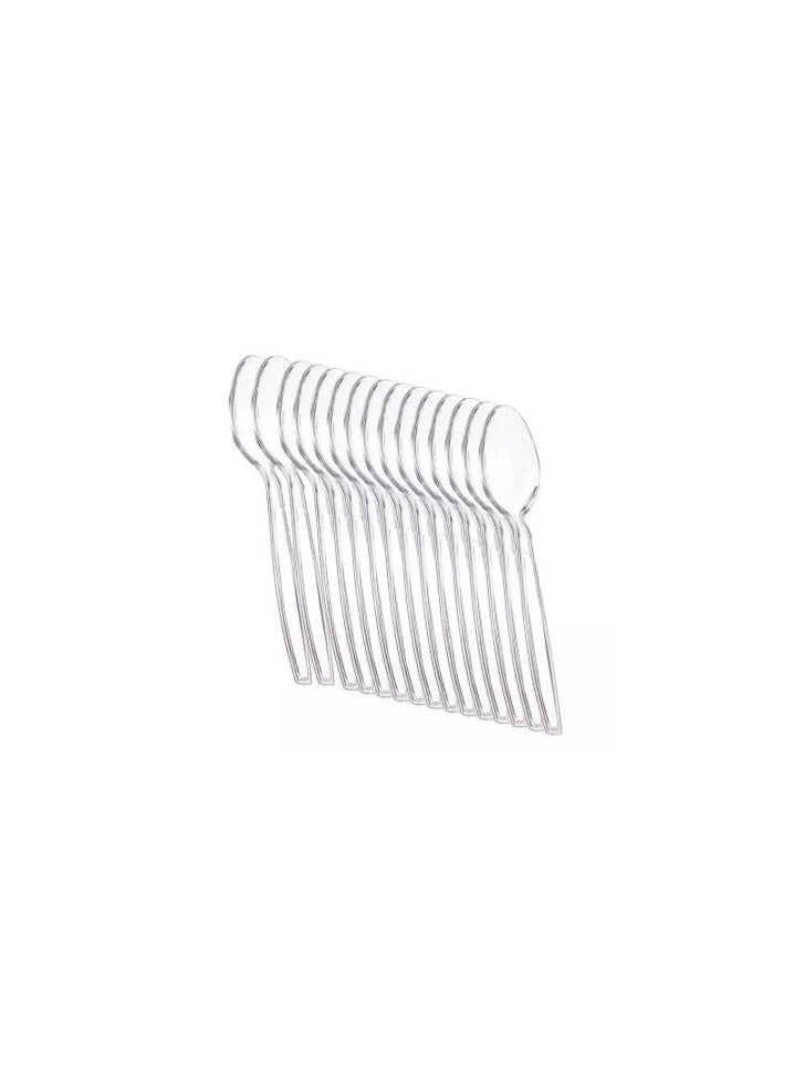 FALCON 50pcs Plastic Tea Spoons 17cm, Clear and Transparent  - Image 1