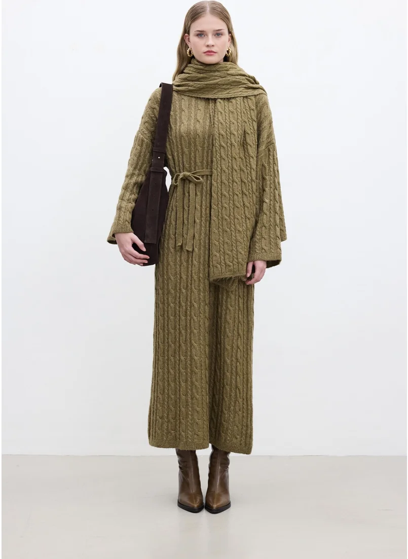 مانوكا Hair Knitted Sweater Dress Earth